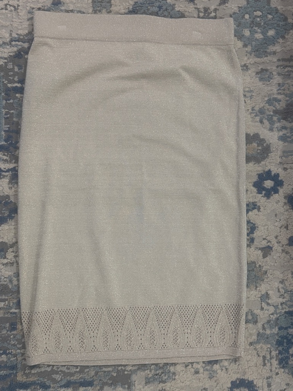 Shimmery Light Beige Knit Pencil Skirt